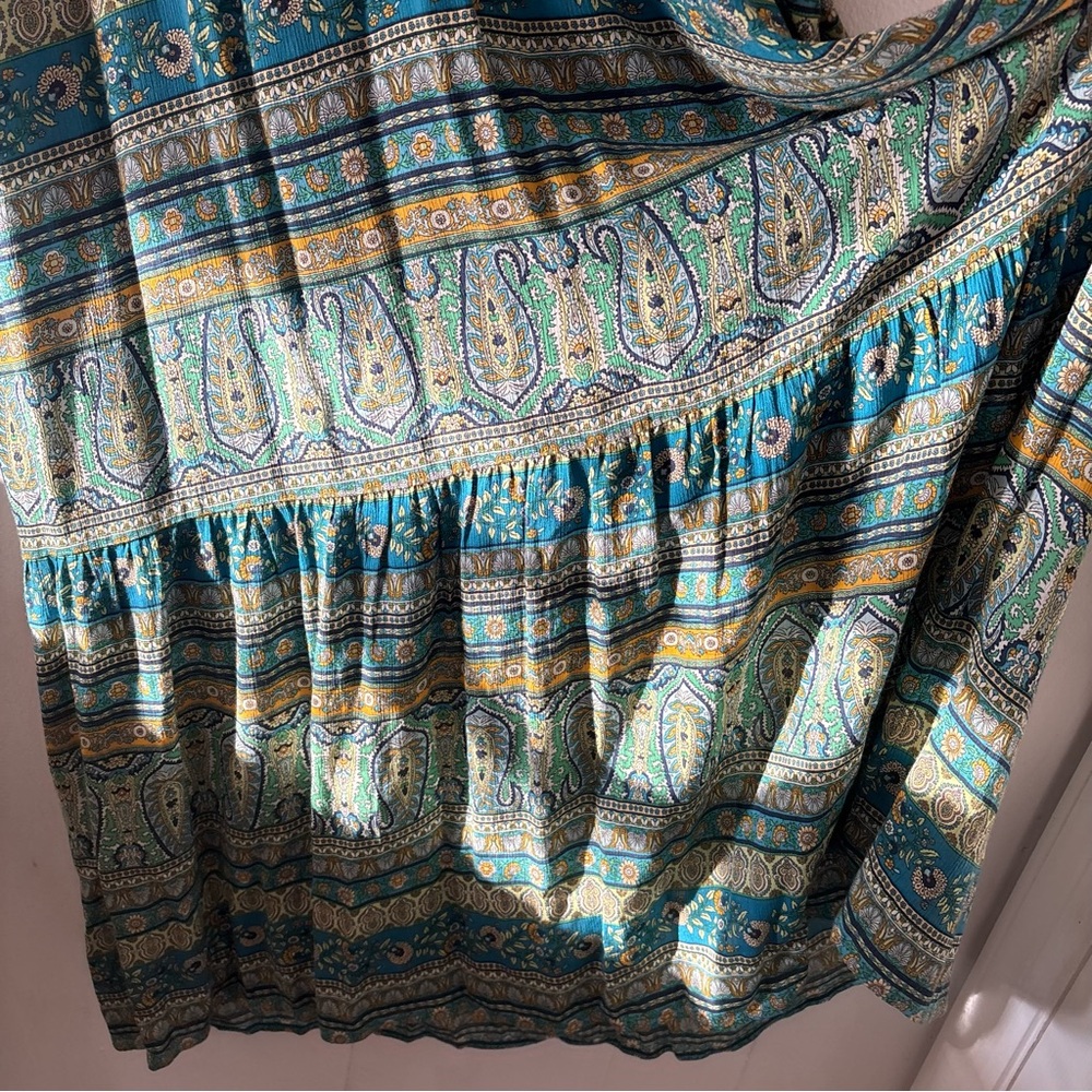 NEW J. Jill Floral Paisley Peasant Maxi Dress Puff Sleeve Blue Boho Size Medium - Picture 7 of 16